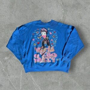 Vintage Betty Boop Sweatshirt Mens XL Blue 90s 1994 Whats That Ya Say Pullover